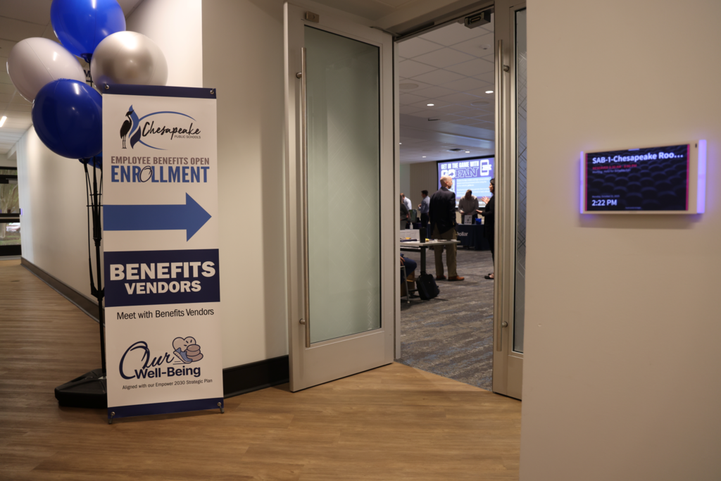 door to open enrollment fair