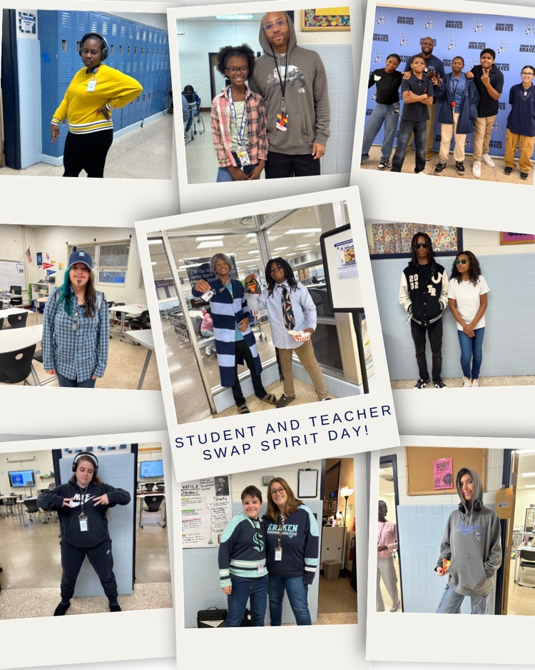 It's spirit week and today was student and teacher swap day!!! Staff and students had a blast - lots of laughs and smiles through the hallways! Keep showing your spirit, Braves!!! 💙🤍