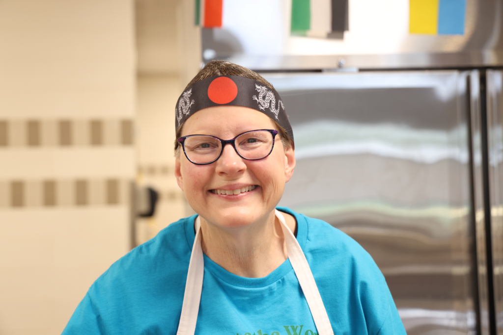 lunch worker smiling