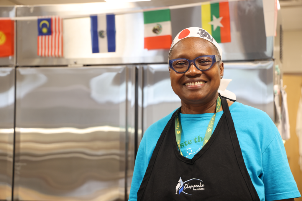 Lunch worker smiling