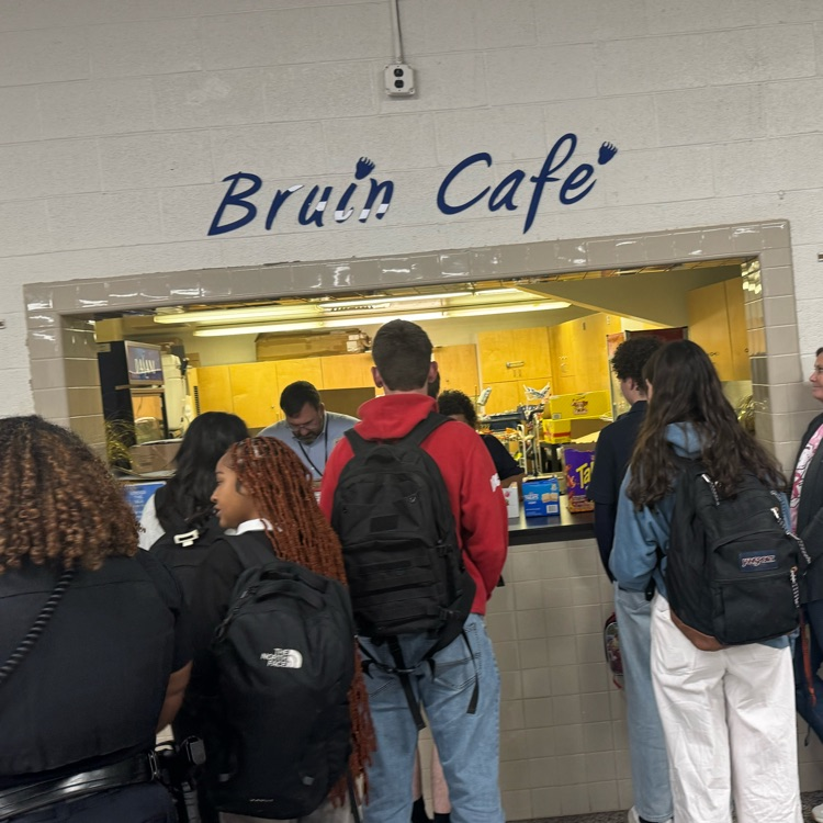 Students in line to get snacks