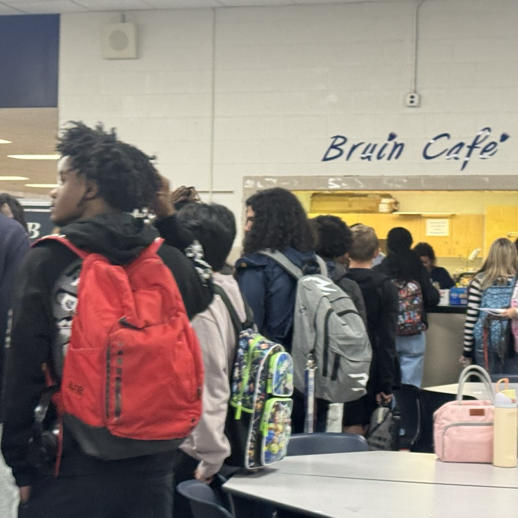 Students in line to get snacks