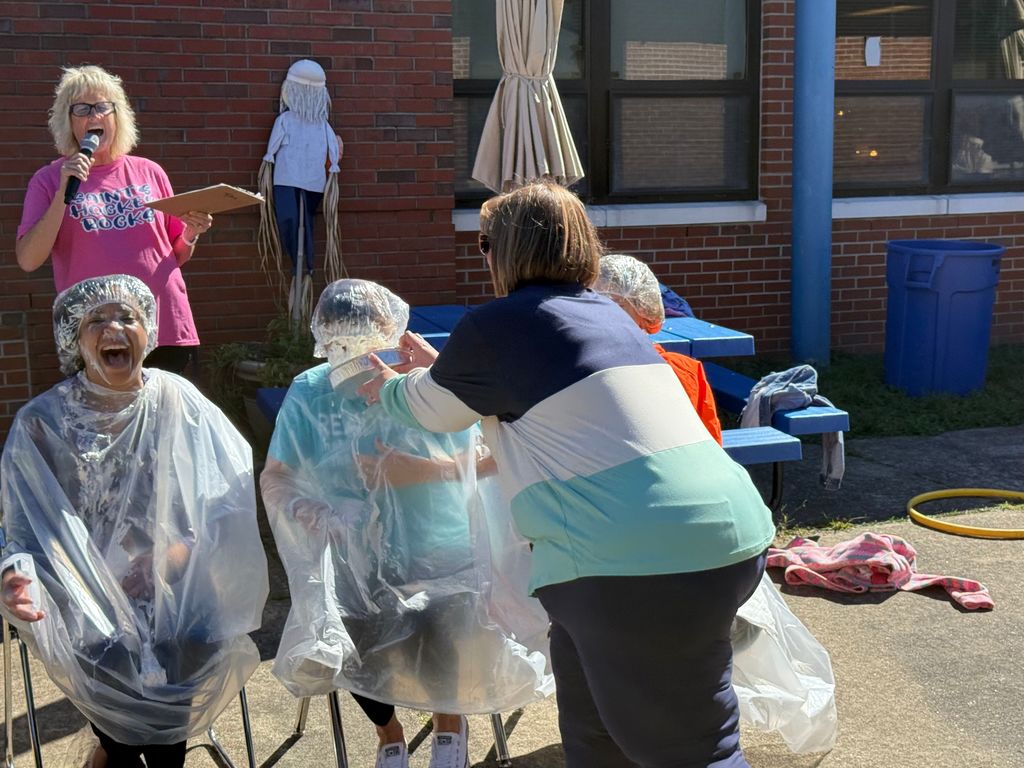 staff getting pied