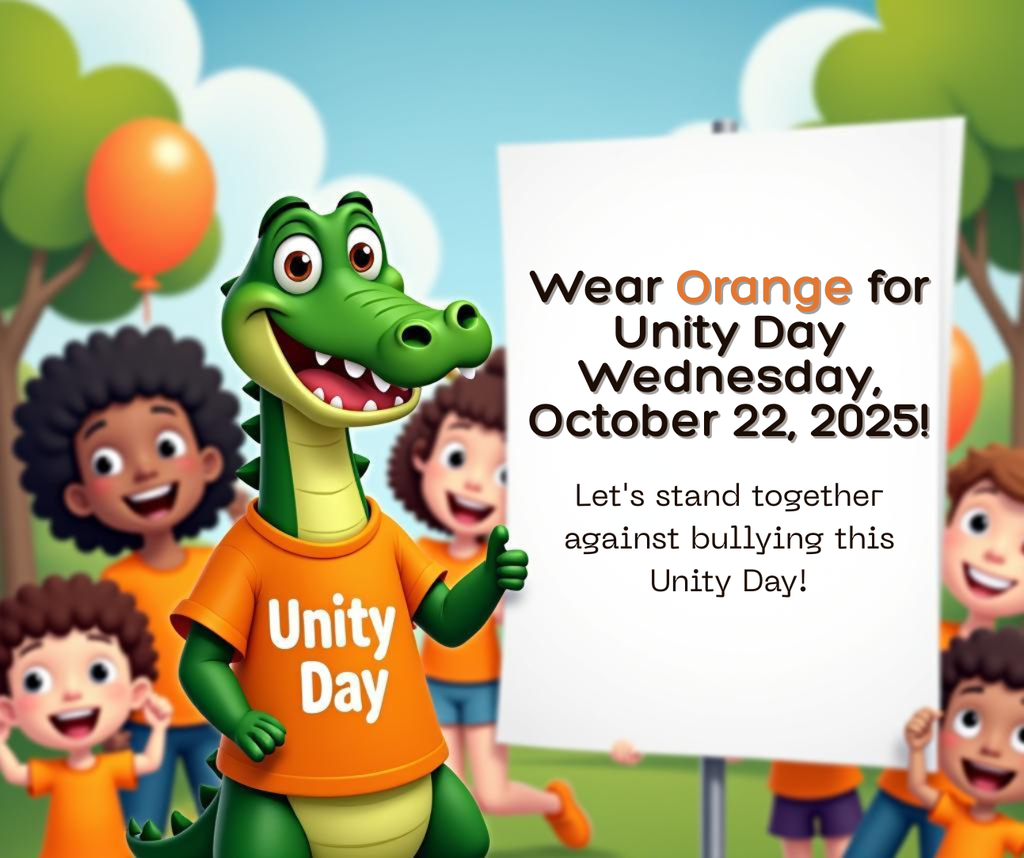 Wear ORANGE for Unity Day Wednesday, October 22, 2025! Let's stand together against bullying this Unity Day!