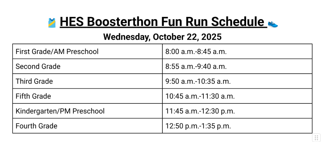 Fun Run Schedule
