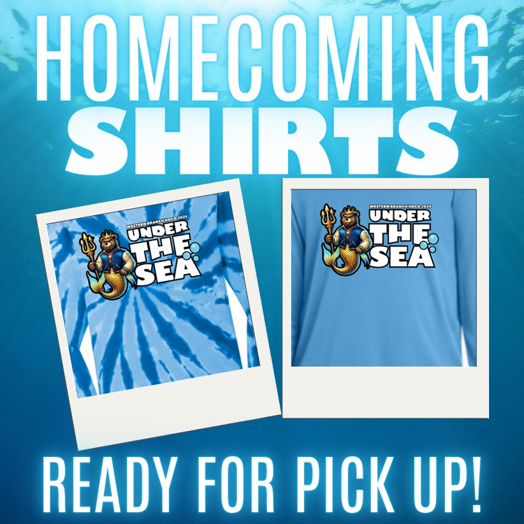 Homecoming shirts are ready for pickup.