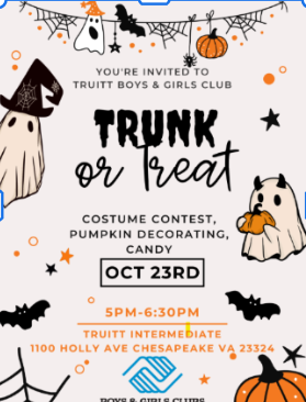 Trunk or Treat with Truitt Intermediate Oct. 23rd 5-6:30pm