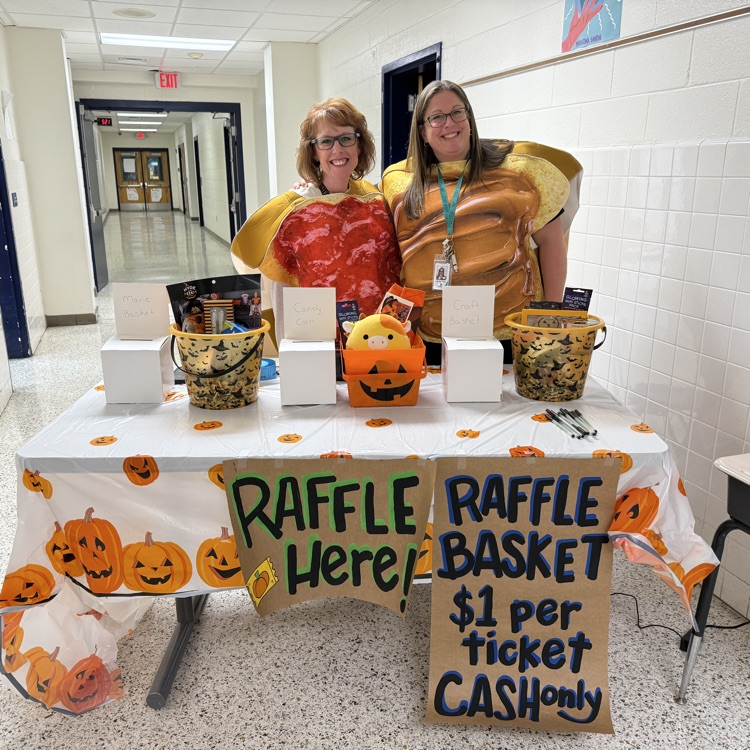 peanut butter and jelly costume with the raffle table 