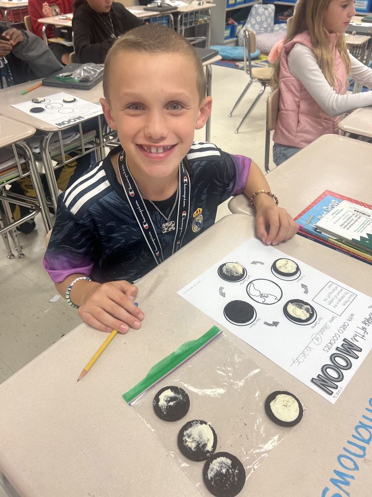 Oreo Moon Phases with Mrs. Wallace's 4th grade