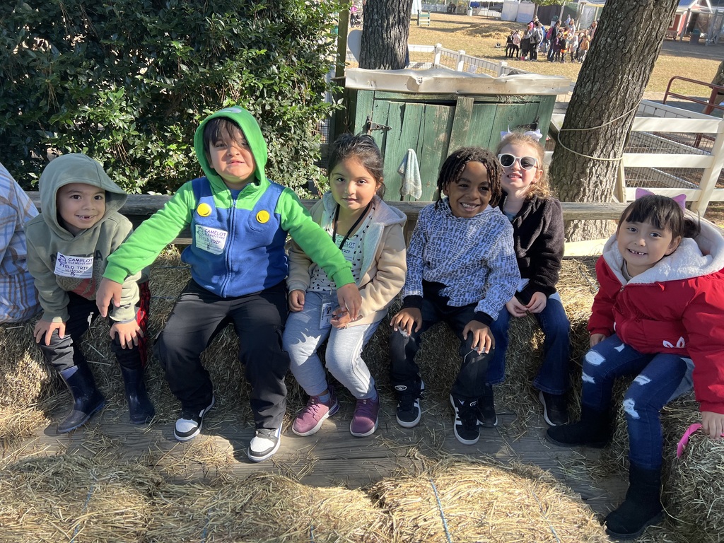 Kindergartners enjoying a hay ride