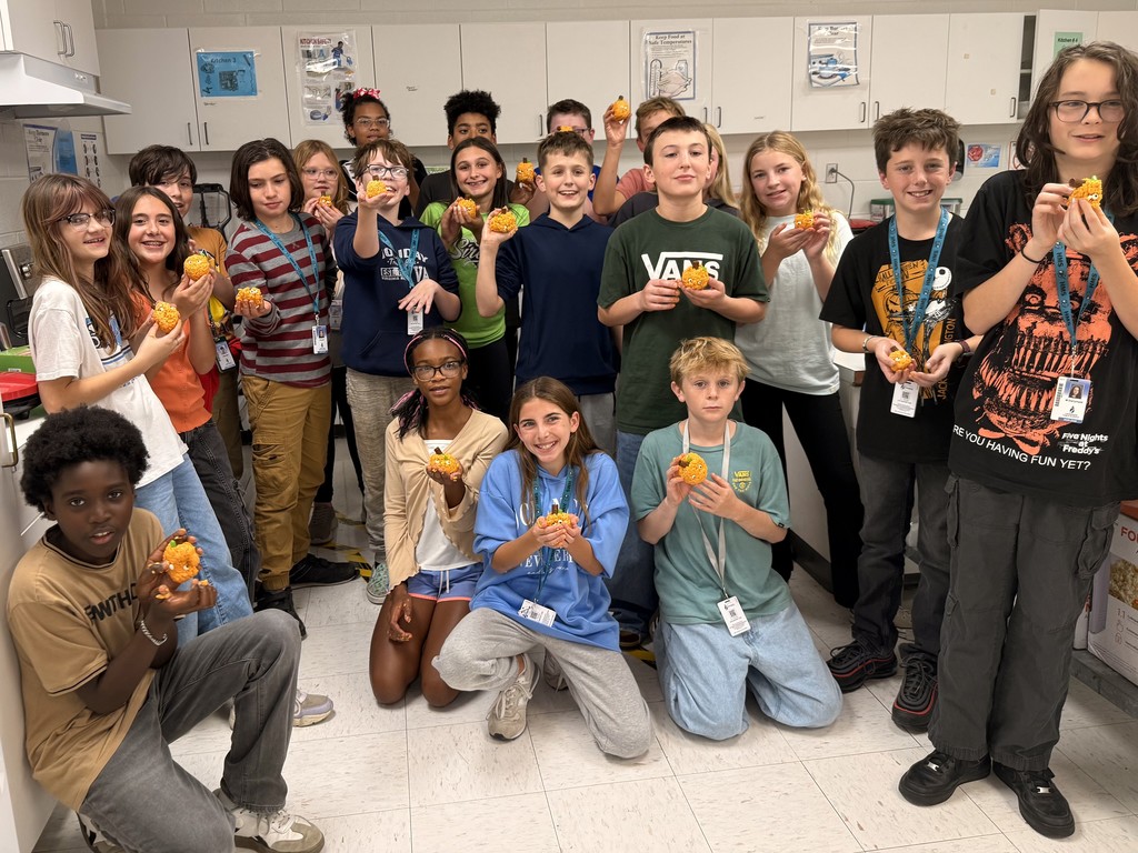 students with rice krispy treat creations