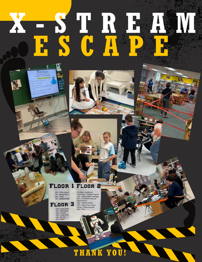 Multiple images from the event including chip the robot, dash, ozobots, and beebots