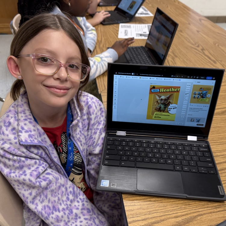 student with heather plush pal