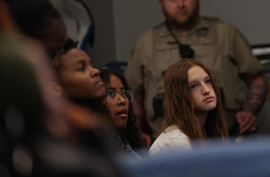 Students listening at Central Library