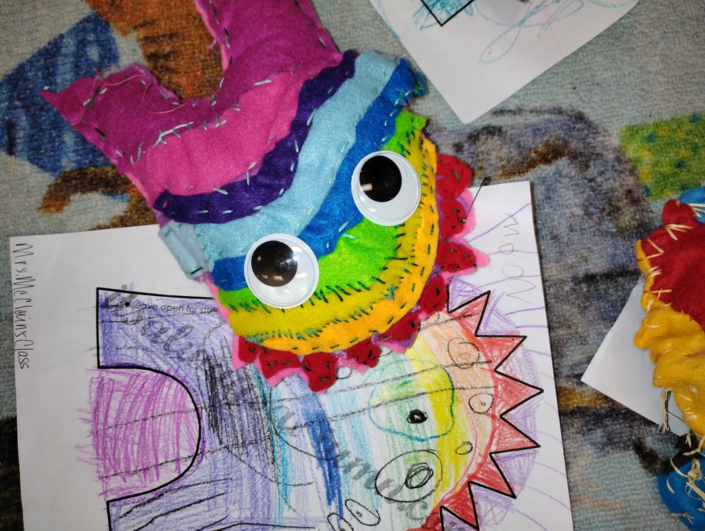 Close up of rainbow colored monster