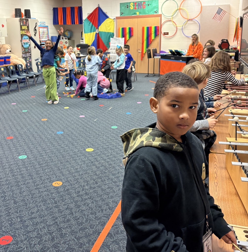 Mrs. Rosenberg’s second grade class having some Fall fun singing Falling Leaves in Mrs. Shedd's music class. 