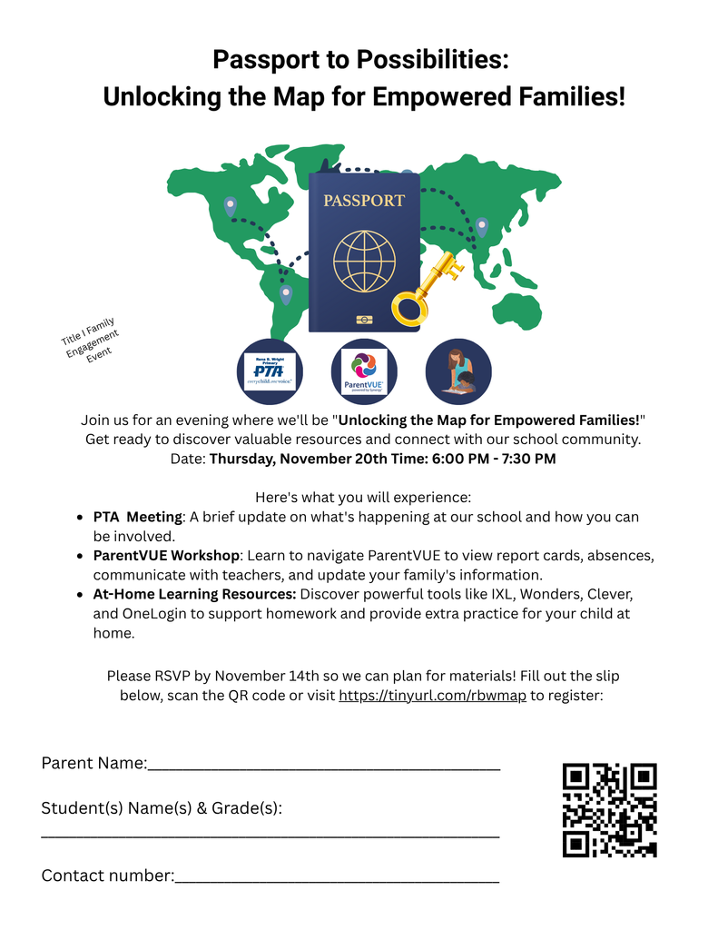 Flyer for Passport to Possiblities Event Thursday, November 20th from 6 to 7:30pm