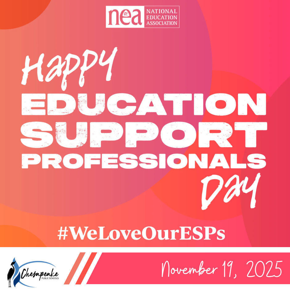 pink red orange graphic with Happy education support professioanls day written