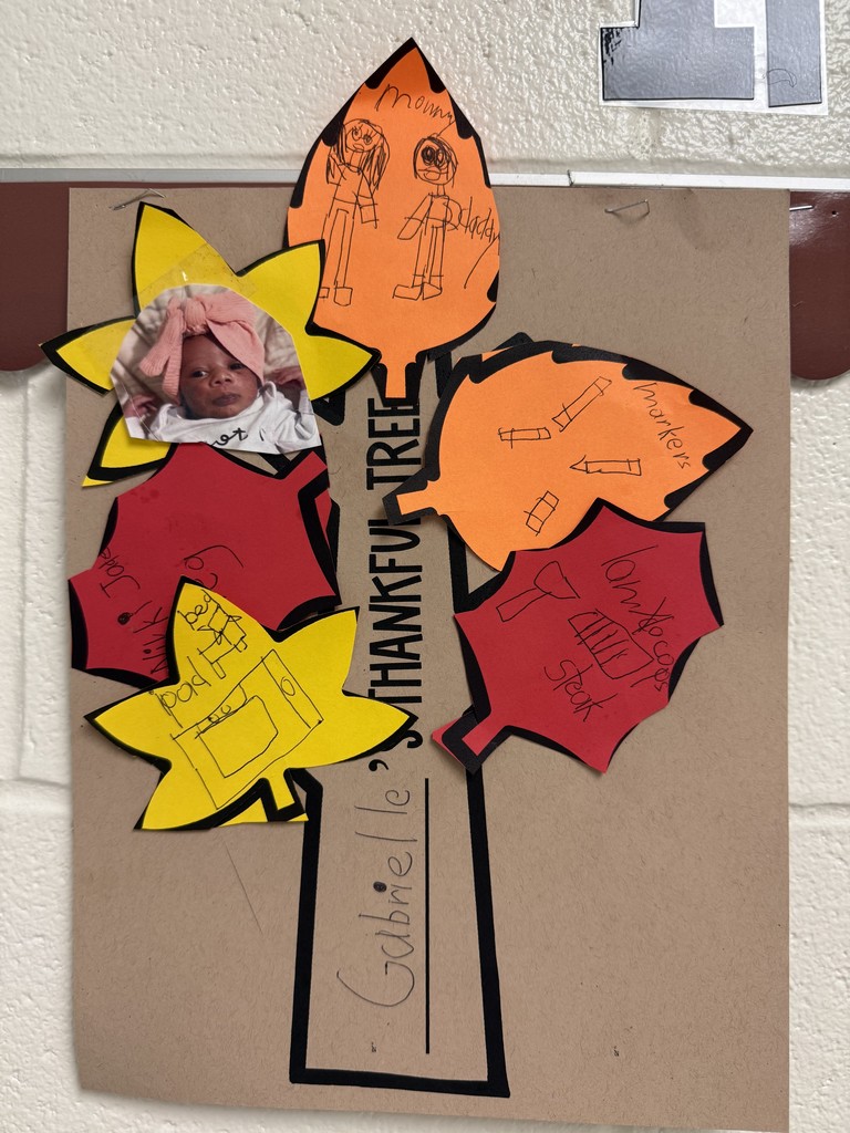 Gabrielle's tree of gratitude showing things she's grateful for