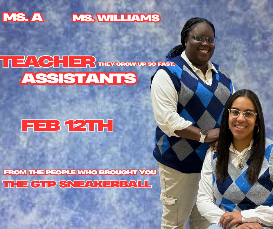 Ms. A and Ms. Williams picture day photo with matching outfits.  They planned last year's sneaker ball and are planning another for February 12.
