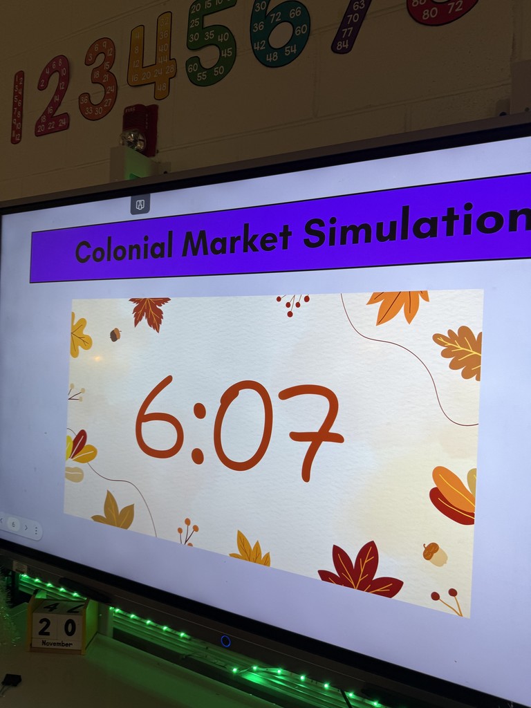 Colonial Market Simulation 6:07 on Boxlight Board