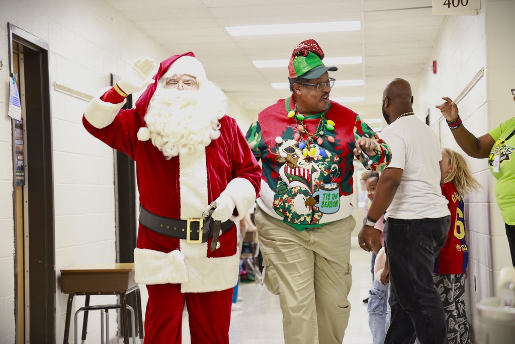 Santa walking in the parade