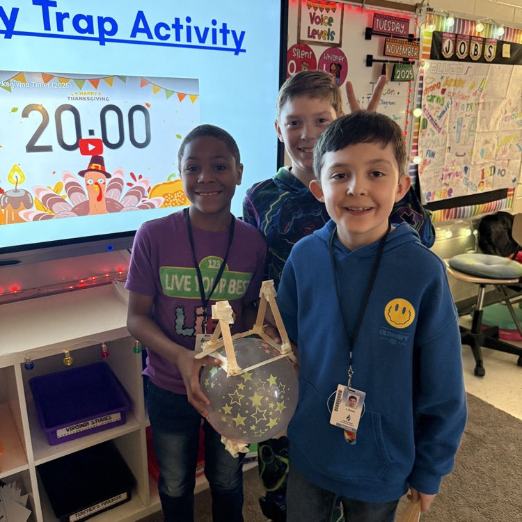 students with their finished turkey traps