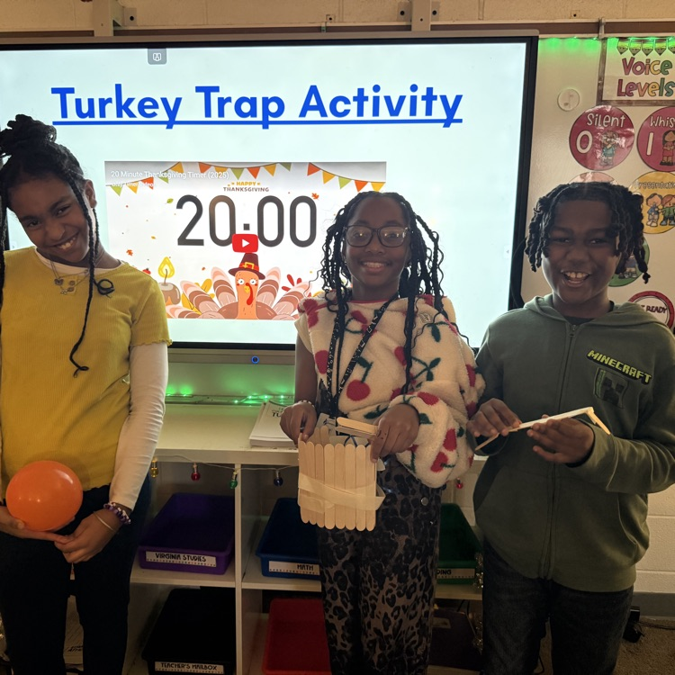 student with their finished turkey trap
