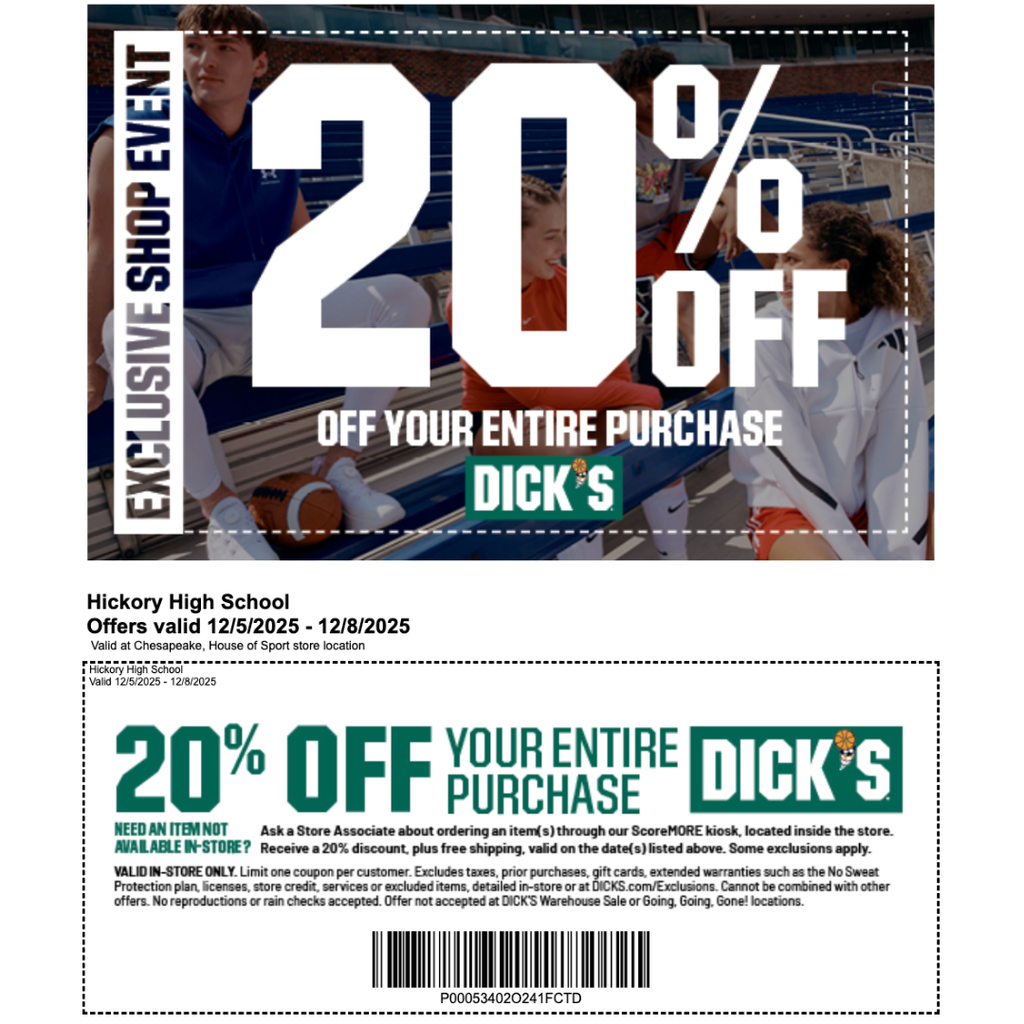 Dick's Exclusive Shop Event 20% off your entire purchase Dec 5- 8
