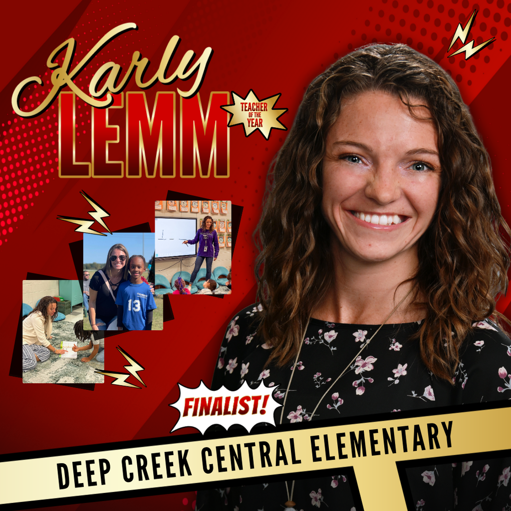 red and gold tones in a comic book them with Karly Lemm's name in big letters, a cut out image, and 3 candid photos. 