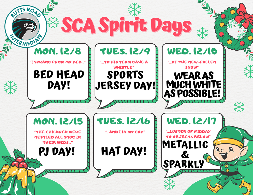 SCA Spirite Day Schedule