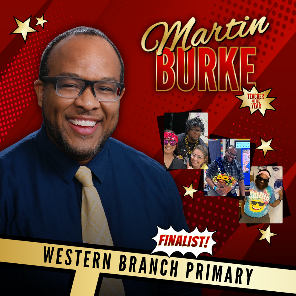 red and gold tones in a comic book them with Martin Burke's name in big letters, a cut out image, and 3 candid photos.