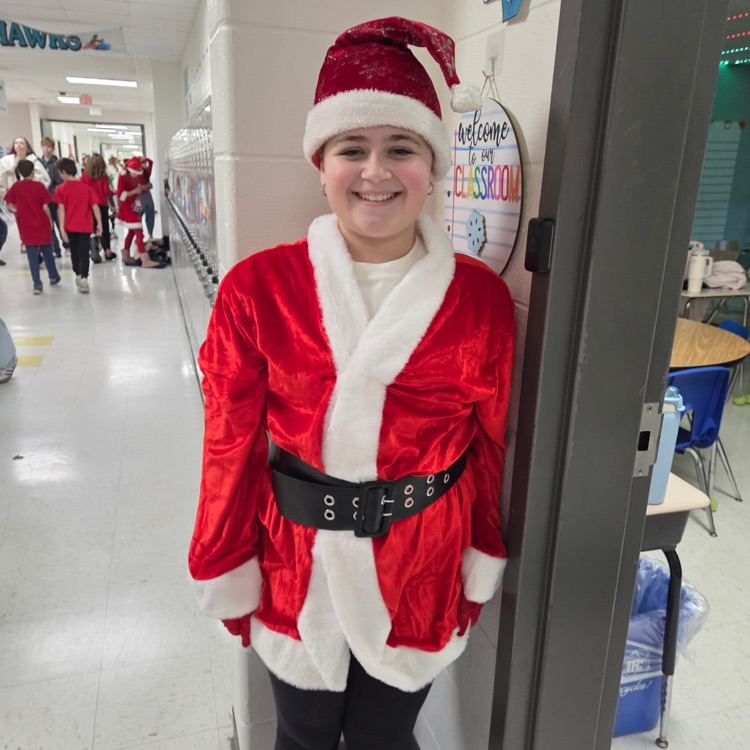 student dressed as Santa