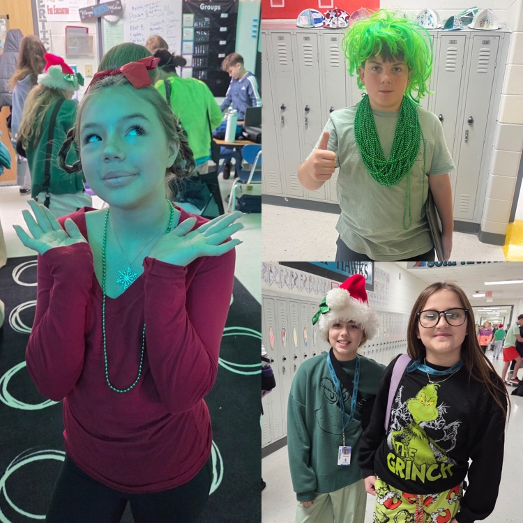 students dressed for grinchmas