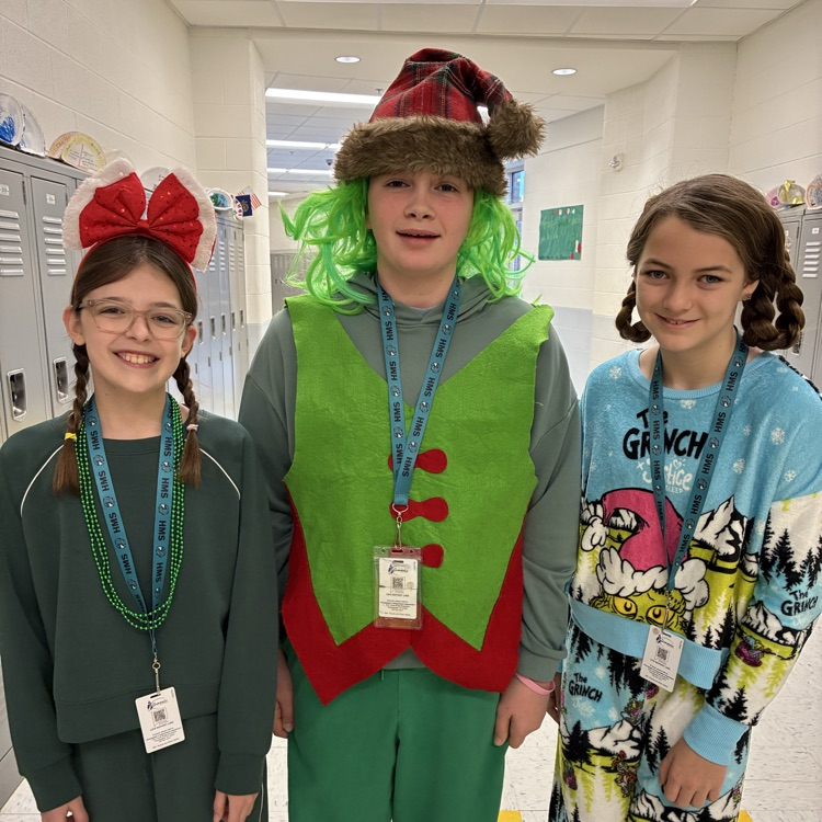 students dressed for grinchmas