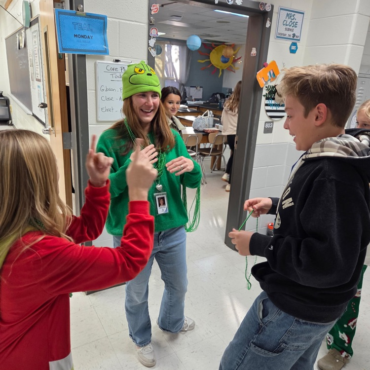 students dressed for grinchmas