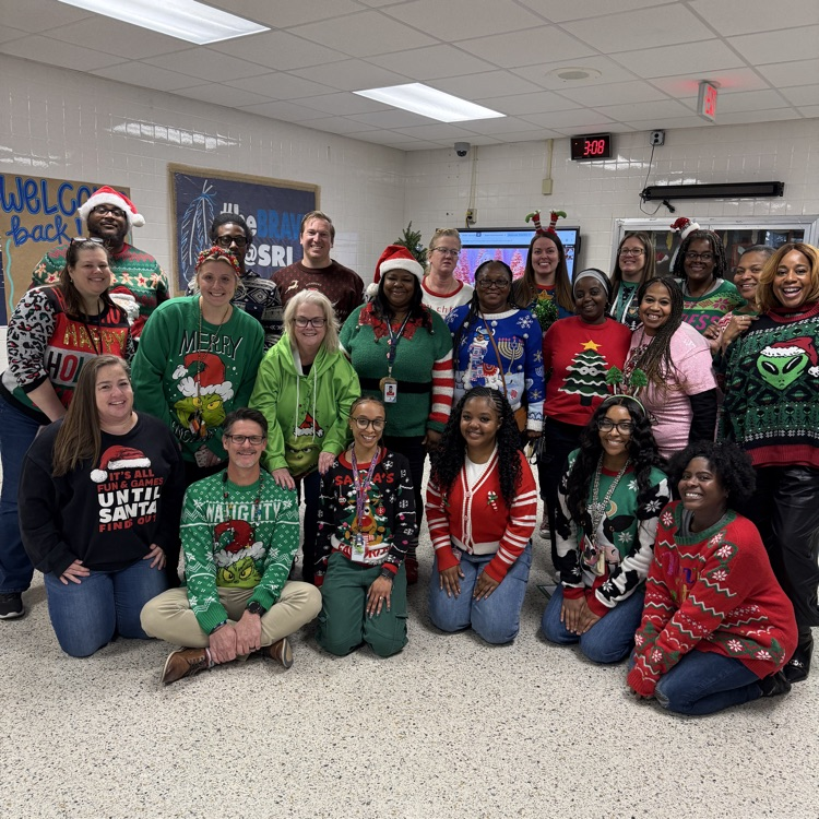 SRI staff in ugly sweaters 