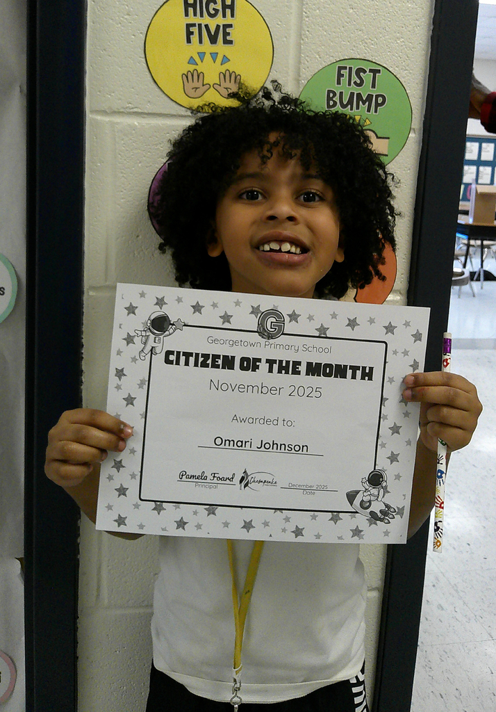 Omari Johnson - citizen of the month for his class