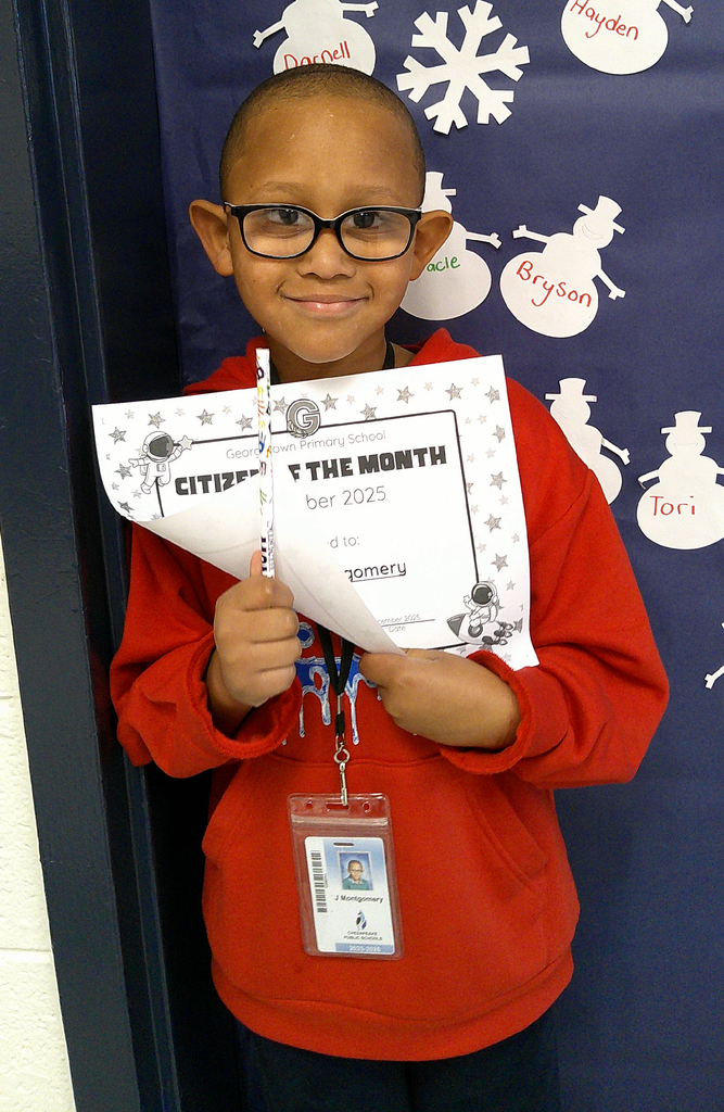 Jordan Montgomery- citizen of the month for his class