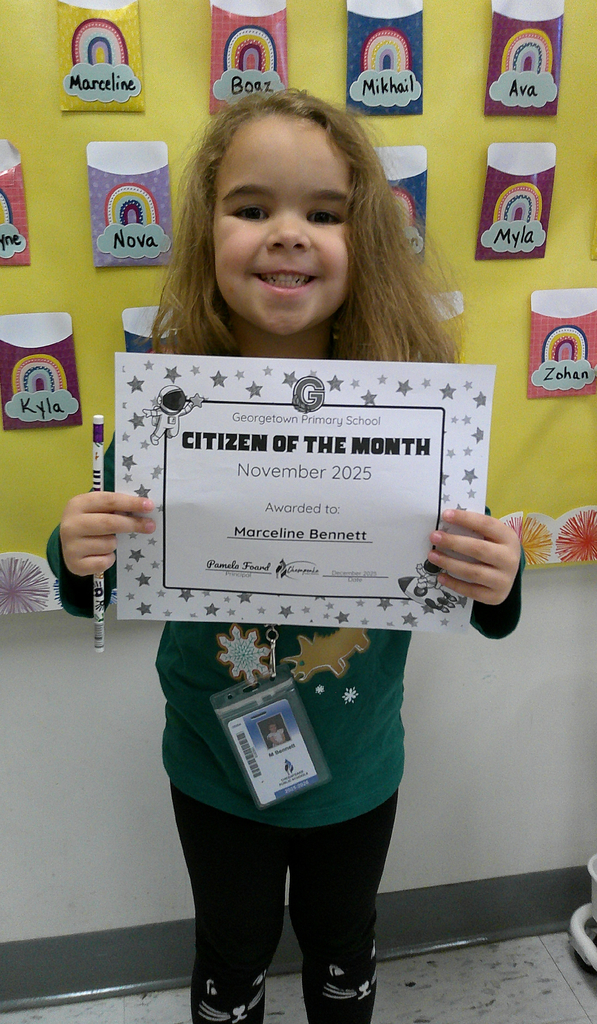 Marceline Bennett - citizen of the month for her class