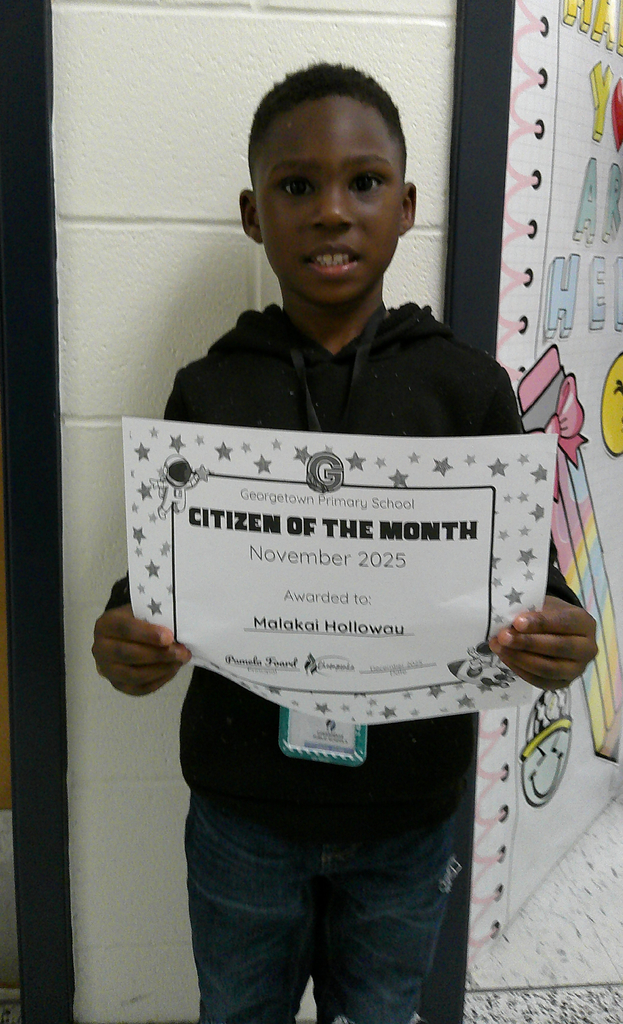 Malakai Holloway - citizen of the month for his class