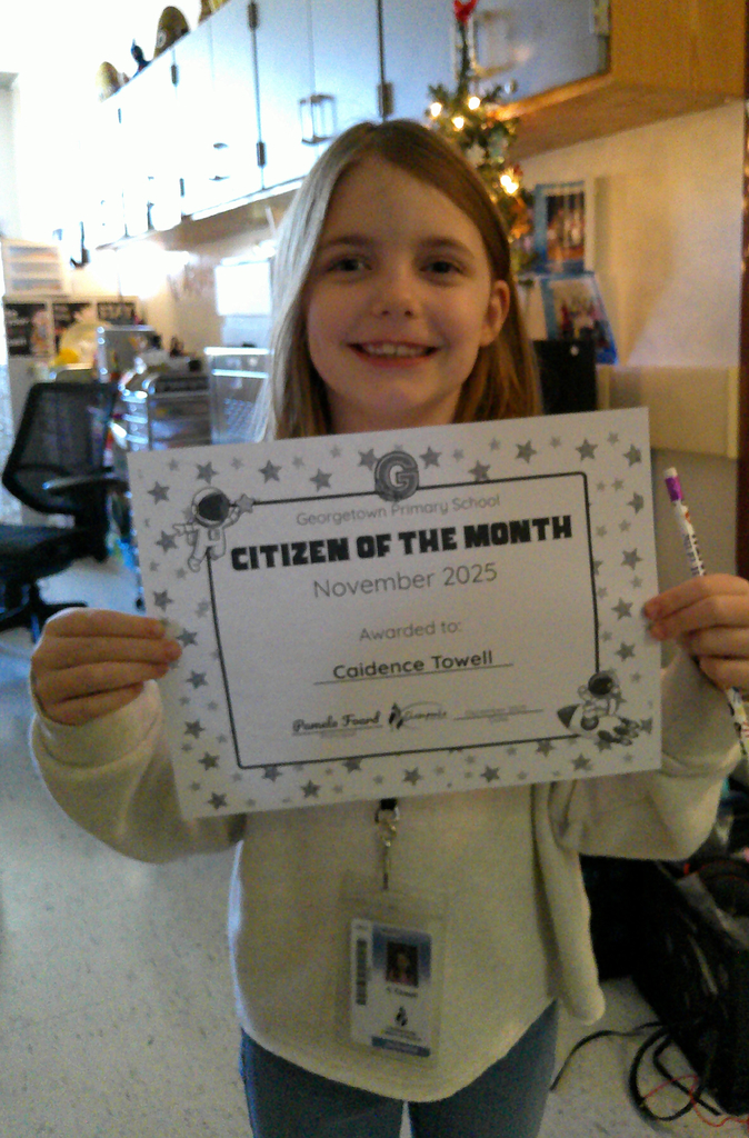 Caidence Towell - citizen of the month for her class