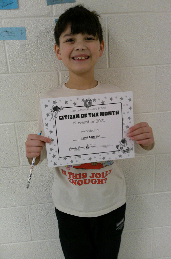 Levi Martin - citizen of the month for his class