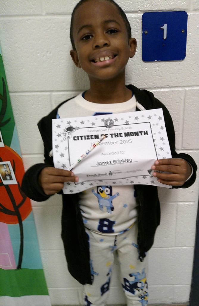 James Brinkley - citizen of the month for his class