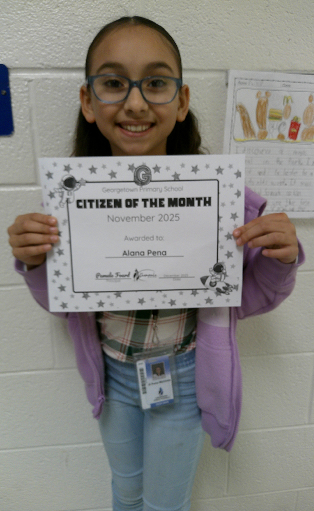 Alana Pena - citizen of the month for her class