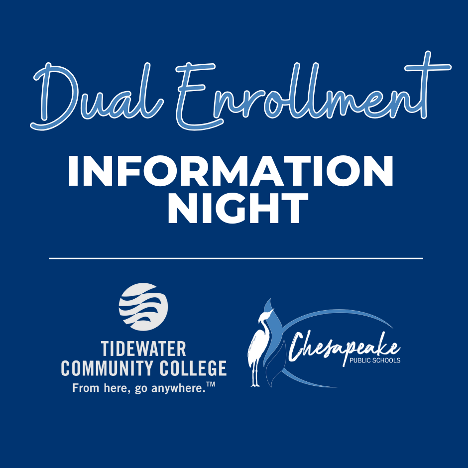 blue background with Dual Enrollment Information Night in white with TCC and CPS logos