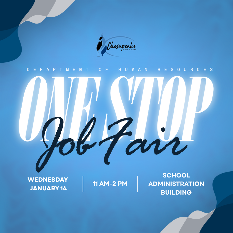 Blue and white design with CPS Logo and One Stop Job Jair in White and dark blue letters. Blue background. All info in post