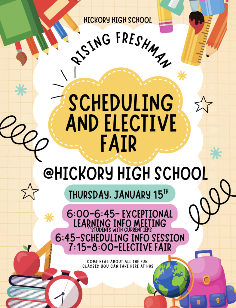 Rising Freshman Scheduling and Elective Fair @ HHS Thursday, Jan 15 6-6:45 Exceptional Learning Info 6:45 Scheduling Info 7:15-8 Elective Fair Come and Hear all about the fun classes you can take at HHS