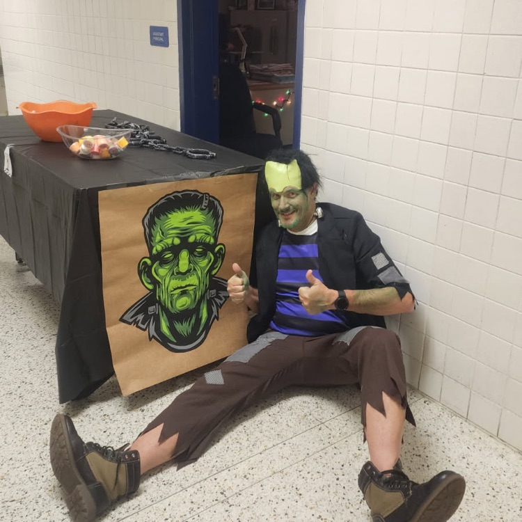 Triolet dressed up as Frankenstein 