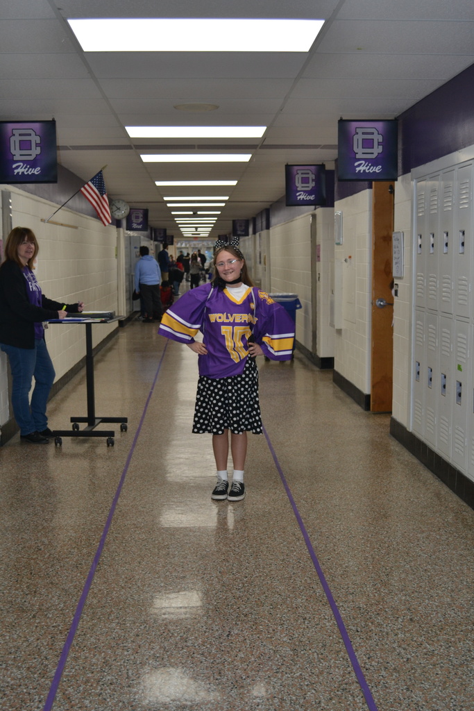 A student wearing a her jersey